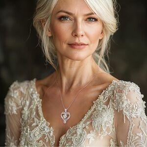 NIB Heart Pendant Necklace for VVS1 Lab-Created Moissanite 925 Sterling Silver